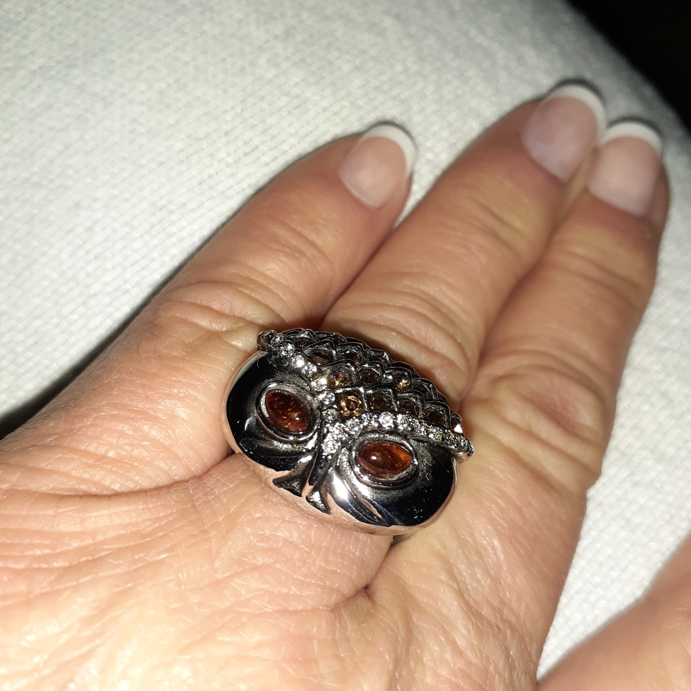 Genuine amber owl ring...